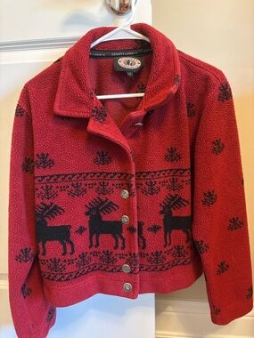 Dark Red and Black print Sherpa top